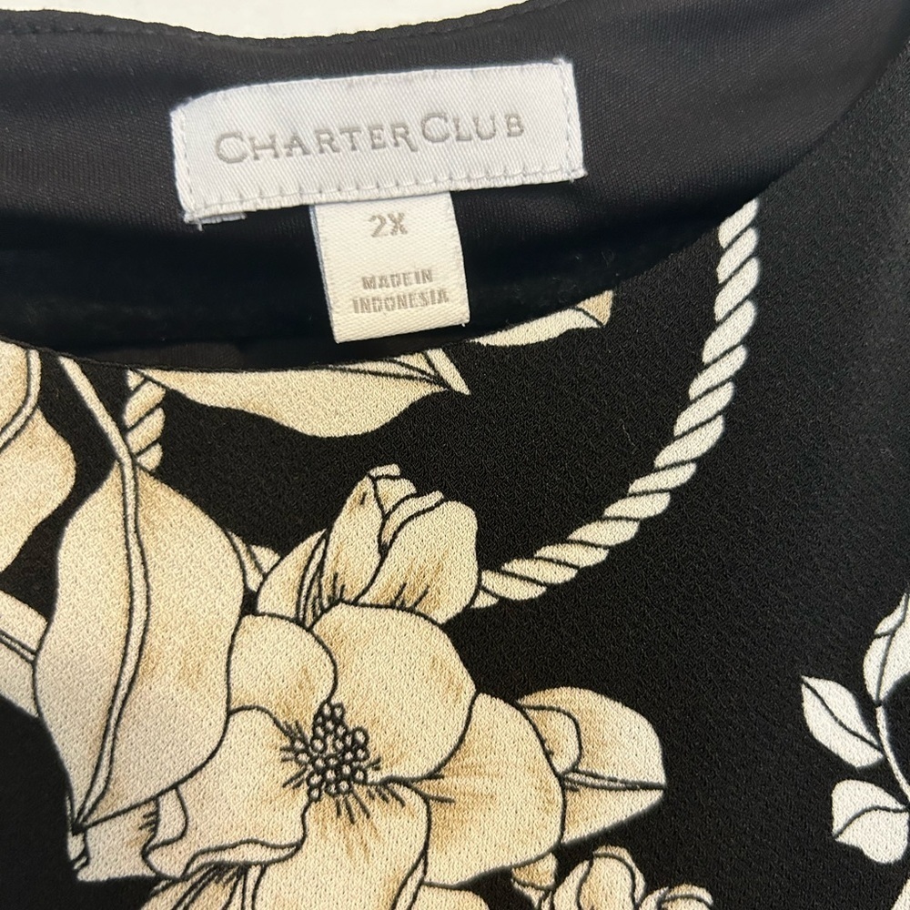 Charter Club Flounced Hem Ruffle Sleeve Stretchy Dress Size 2X - Picture 6 of 6
